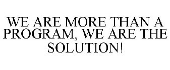 WE ARE MORE THAN A PROGRAM, WE ARE THE SOLUTION!