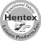 HENTEX LEISURE PRODUCTS, INC. FUNCTIONAL FABRIC WIND AND RAIN OUTER FABRIC TPU MEMBRANE LINNER WATER VAPOR