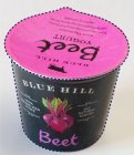 BLUE HILL 100% GRASS-FED COWS ALL NATURAL YOGURT BEET BLUE HILL BEET YOGURT KNOW THY FARMER PACKING A SMORGASBORD OF FLAVOR, OUR BEETS GET A TANGY BOOST FROM RASPBERRY VINEGAR