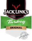 JACK LINK'S MEAT SNACKS TURKEY JERKY MADE WITH WHITE MEAT TURKEY BREAST ORIGINAL FAMILY QUALITY GUARANTEE JACK LINK SINCE 1885