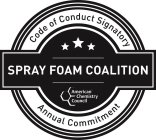 SPRAY FOAM COALITION AMERICAN CHEMISTRY COUNCIL CODE OF CONDUCT SIGNATORY ANNUAL COMMITMENT