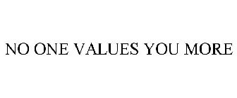 NO ONE VALUES YOU MORE