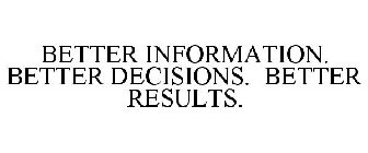 BETTER INFORMATION. BETTER DECISIONS. BETTER RESULTS.