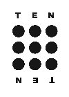 THE WORD TEN IN CAPITAL LETTERS USED RIGHT SIDE UP AND UPSIDE DOWN.