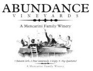ABUNDANCE VINEYARDS A MENCARINI FAMILY WINERY 1-REMOVE CORK. 2- POUR GENEROUSLY. 3-ENJOY. 4- ANY QUESTIONS? A MENCARINI FAMILY WINERY
