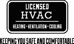 LICENSED HVAC HEATING · VENTILATION · COOLING KEEPING YOU SAFE AND COMFORTABLE