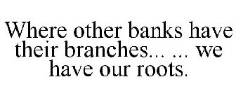 WHERE OTHER BANKS HAVE THEIR BRANCHES... ... WE HAVE OUR ROOTS.