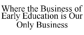 WHERE THE BUSINESS OF EARLY EDUCATION IS OUR ONLY BUSINESS