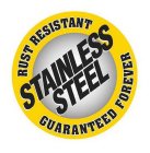 RUST RESISTANT STAINLESS STEEL GUARANTEED FOREVER