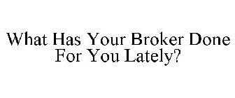 WHAT HAS YOUR BROKER DONE FOR YOU LATELY?