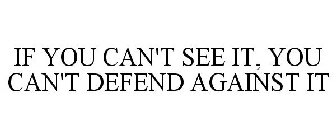 IF YOU CAN'T SEE IT, YOU CAN'T DEFEND AGAINST IT
