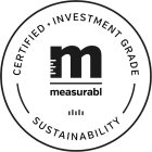 CERTIFIED + INVESTMENT GRADE M MEASURABL SUSTAINABILITY