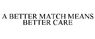 A BETTER MATCH MEANS BETTER CARE