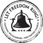 LET FREEDOM RING! COLONIAL WILLIAMSBURGFIRST BAPTIST CHURCH