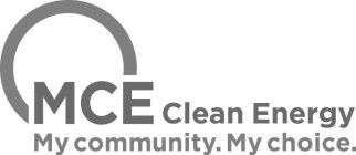 MCE CLEAN ENERGY MY COMMUNITY. MY CHOICE.