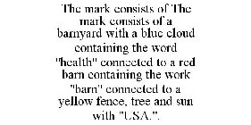 THE MARK CONSISTS OF THE MARK CONSISTS OF A BARNYARD WITH A BLUE CLOUD CONTAINING THE WORD 