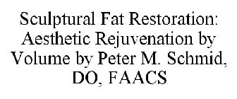 SCULPTURAL FAT RESTORATION: AESTHETIC REJUVENATION BY VOLUME BY PETER M. SCHMID, DO, FAACS