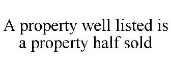 A PROPERTY WELL LISTED IS A PROPERTY HALF SOLD