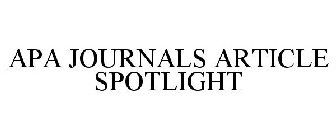 APA JOURNALS ARTICLE SPOTLIGHT