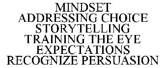 MINDSET ADDRESSING CHOICE STORYTELLING TRAINING THE EYE EXPECTATIONS RECOGNIZE PERSUASION