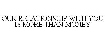 OUR RELATIONSHIP WITH YOU IS MORE THAN MONEY