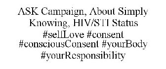 ASK CAMPAIGN, ABOUT SIMPLY KNOWING, HIV/STI STATUS #SELFLOVE #CONSENT #CONSCIOUSCONSENT #YOURBODY #YOURRESPONSIBILITY