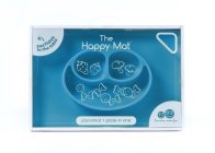 THE HAPPY MAT PLACEMAT + PLATE IN ONE SUCTIONS TO THE TABLE EZ PZ LESS MESS. MORE FUN BPA, PVC AND PHTHALATE FREE SILICONE