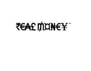 THE LOGO IS COMPILED OF WORLD CURRENCY SYMBOLS THAT SPELL OUT THE WORDS REAL MONEY.