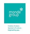 MONDE GROUP * CREATOR OF PLACE. SPONSOR OF CULTURE. INSPIRED BY YOU.
