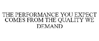 THE PERFORMANCE YOU EXPECT COMES FROM THE QUALITY WE DEMAND
