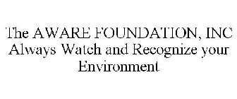THE AWARE FOUNDATION, INC ALWAYS WATCH AND RECOGNIZE YOUR ENVIRONMENT