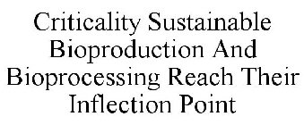 CRITICALITY SUSTAINABLE BIOPRODUCTION AND BIOPROCESSING REACH THEIR INFLECTION POINT