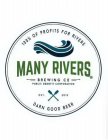 100% OF PROFITS FOR RIVERS MANY RIVERS BREWING CO PUBLIC BENEFIT CORPORATION EST 2015 DARN GOOD BEER