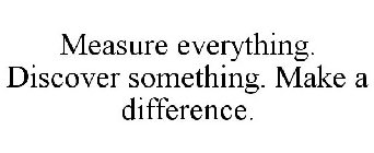 MEASURE EVERYTHING. DISCOVER SOMETHING. MAKE A DIFFERENCE.