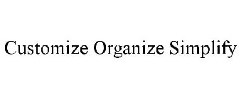 CUSTOMIZE · ORGANIZE · SIMPLIFY