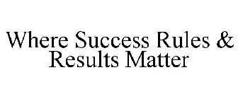 WHERE SUCCESS RULES & RESULTS MATTER