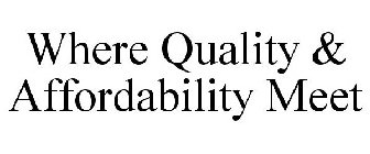 WHERE QUALITY & AFFORDABILITY MEET