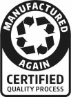 MANUFACTURED AGAIN CERTIFIED QUALITY PROCESS
