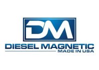 THE LETTERS DM, THE WORDS DIESEL MAGNETIC, THE WORDS MADE IN USA