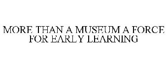 MORE THAN A MUSEUM A FORCE FOR EARLY LEARNING
