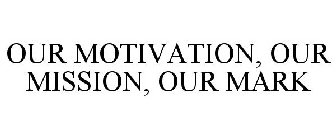 OUR MOTIVATION, OUR MISSION, OUR MARK