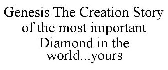 GENESIS THE CREATION STORY OF THE MOST IMPORTANT DIAMOND IN THE WORLD...YOURS