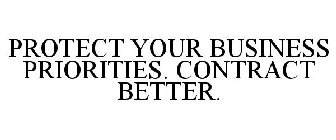 PROTECT YOUR BUSINESS PRIORITIES. CONTRACT BETTER.