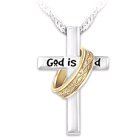 GOD IS GOOD (PART OF THE WORD GOOD IS OBSCURED BY RING ENCIRCLING CROSS)