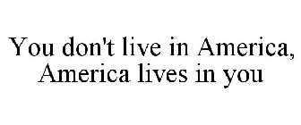 YOU DON'T LIVE IN AMERICA, AMERICA LIVES IN YOU