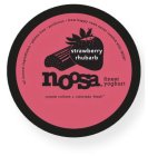 STRAWBERRY RHUBARB NOOSA FINEST YOGHURTALL NATURAL INGREDIENTS · GLUTEN FREE · PROBIOTIC · FROM HAPPY COWS NEVER TREATED WITH RBGH* AUSSIE CULTURE * COLORADO FRESH