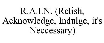 R.A.I.N. (RELISH, ACKNOWLEDGE, INDULGE, IT'S NECCESSARY)
