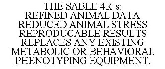 THE SABLE 4R'S: REFINED ANIMAL DATA REDUCED ANIMAL STRESS REPRODUCABLE RESULTS REPLACES ANY EXISTING METABOLIC OR BEHAVIORAL PHENOTYPING EQUIPMENT.