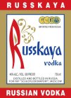 RUSSKAYA IMPORTED FROM RUSSIA RUSSKAYA VODKA  DISTILLED AND BOTTLED IN RUSSIA FOR FKP 'SOJUZPLODOIMPORT', MOSCOW RUSSIAN VODKA