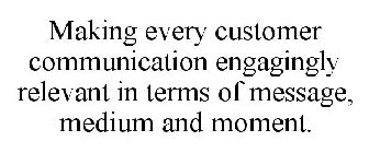 MAKING EVERY CUSTOMER COMMUNICATION ENGAGINGLY RELEVANT IN TERMS OF MESSAGE, MEDIUM AND MOMENT.